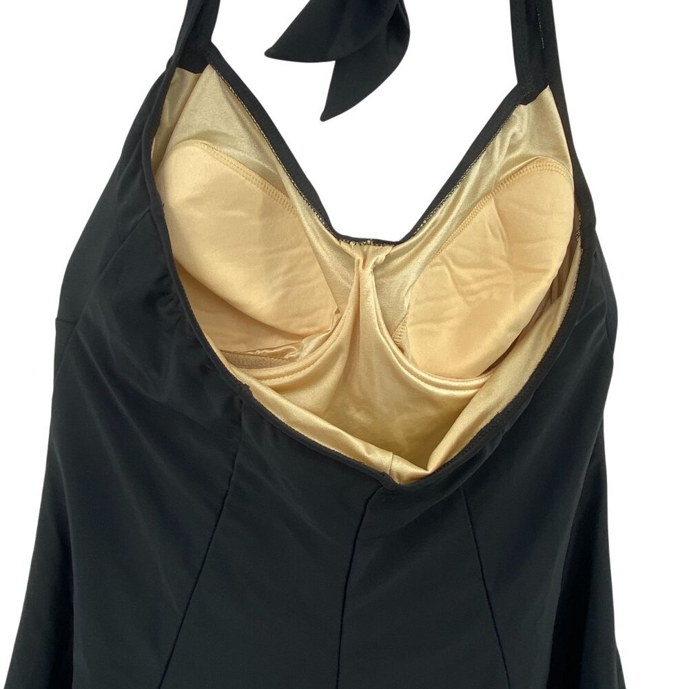 Carol Wior Black women's swim dress Size 16 USA Halter neck USA Slimming - Picture 7 of 11